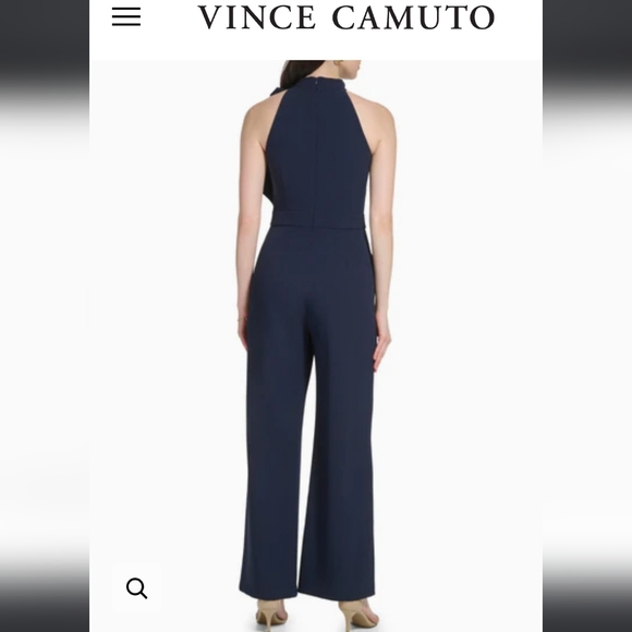 VINCE CAMUTO NWT Bow Neck Halter Jumpsuit Size 12 Navy - Picture 2 of 9